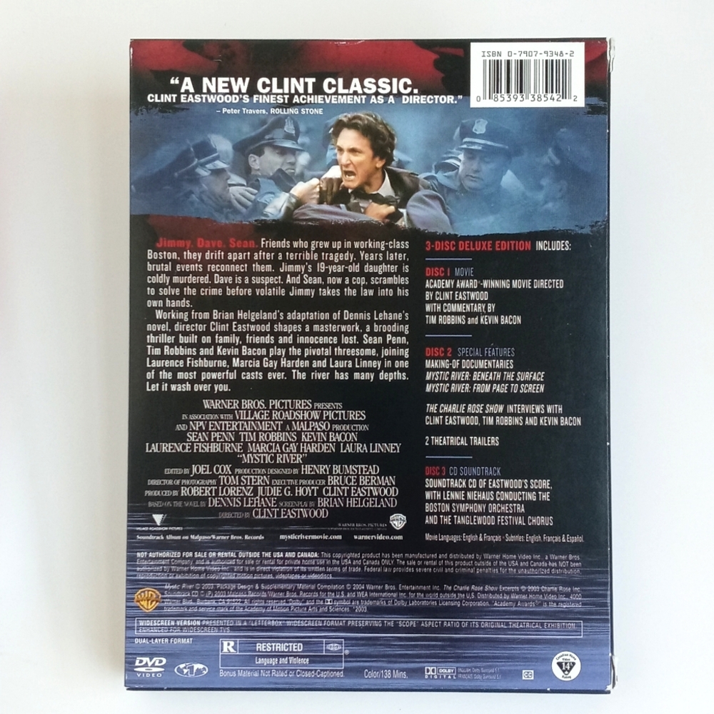 Mystic River 3 Disc DVD Deluxe Edition Soundtrack Sean Penn Clint Eastwood 2003 - Picture 7 of 15